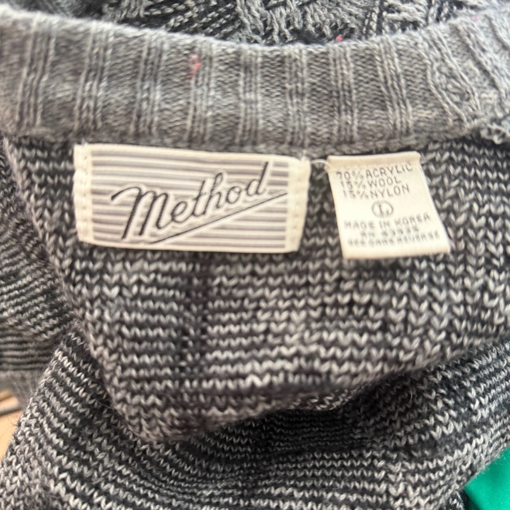 Vintage Method Gray Patterned Grandpa Sweater Woo… - image 5